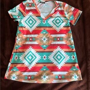 Vibrant Geometric Print Blouse
